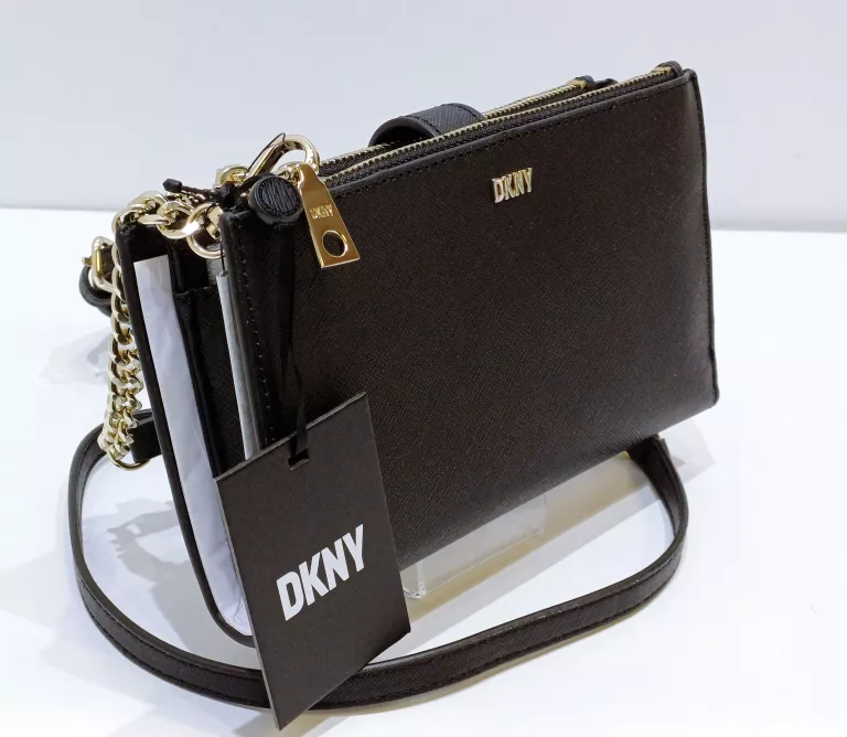 PORTFEL/TOREBKA ZE SKÓRY SAFFIANO MODEL DKNY BRYANT CZARNY