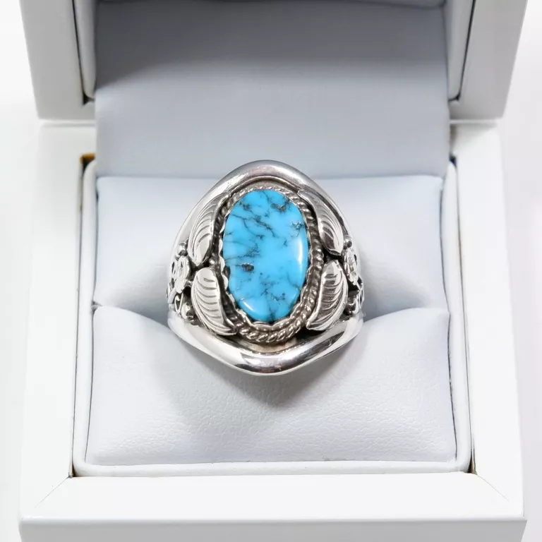 SREBRNY SYGNET BŁĘKITNE OCZKO R8 STERLING 12.86G