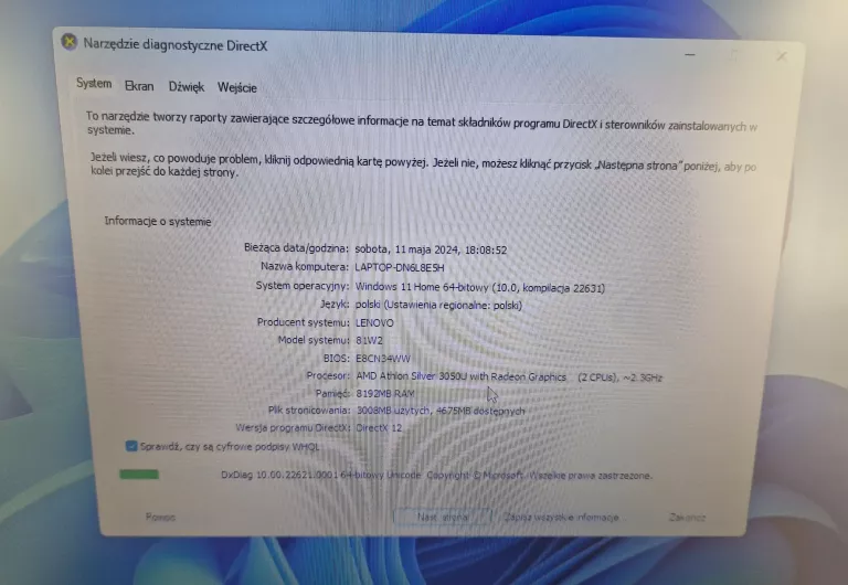 LAPTOP LENOVO IDEAPAD 3 17ADA05 8/240GB ATHLON 3050U
