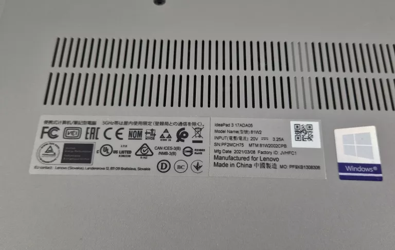 LAPTOP LENOVO IDEAPAD 3 17ADA05 8/240GB ATHLON 3050U