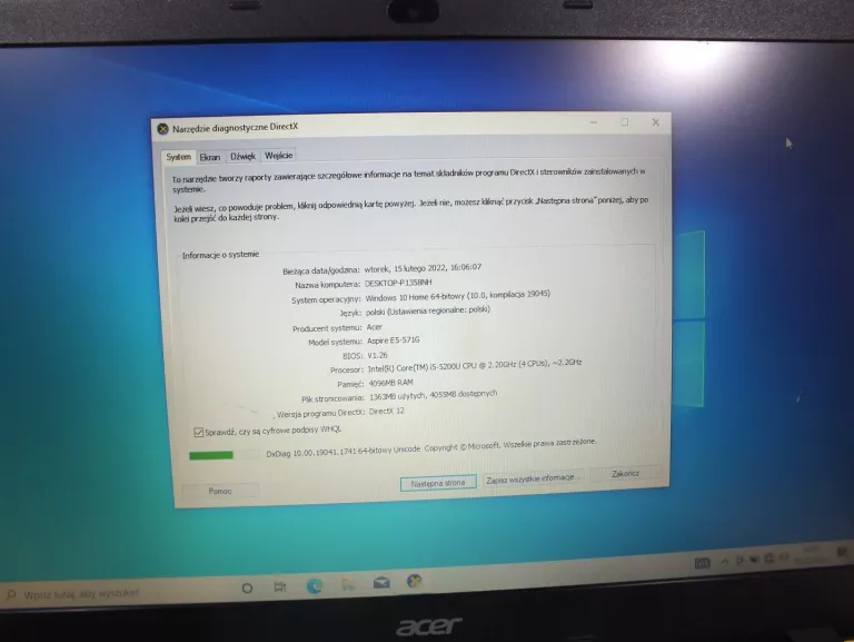 LAPTOP ACER ASPIRE E15 4RAM +GRAF +LAD