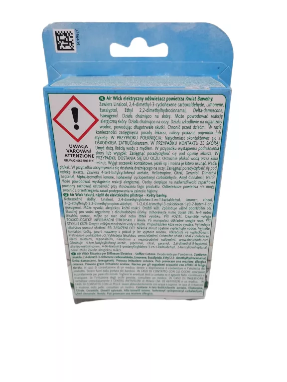 AIRWICK WTYCZKA ELEKTRYCZNA + WKŁAD ZAPACHOWY KWIAT BAWEŁNY