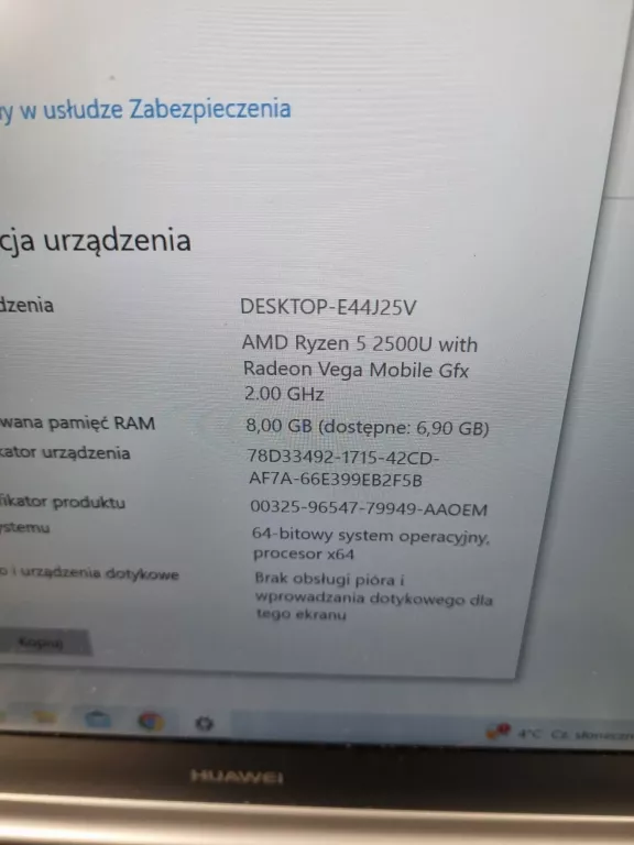 HUAWEI MATEBOOK KPL-W00 AMD RYZEN 5 8GB/512GB SSD BRAK ŁADOWARKI