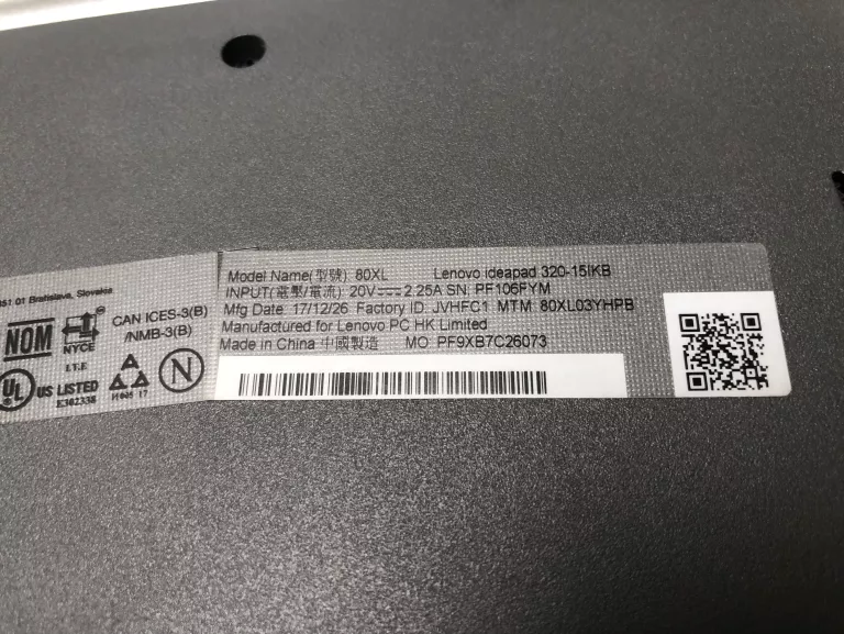 LAPTOP LENOVO IDEAPAD 320 15-IKB 4GB RAM I5 7GEN 1TB HDD