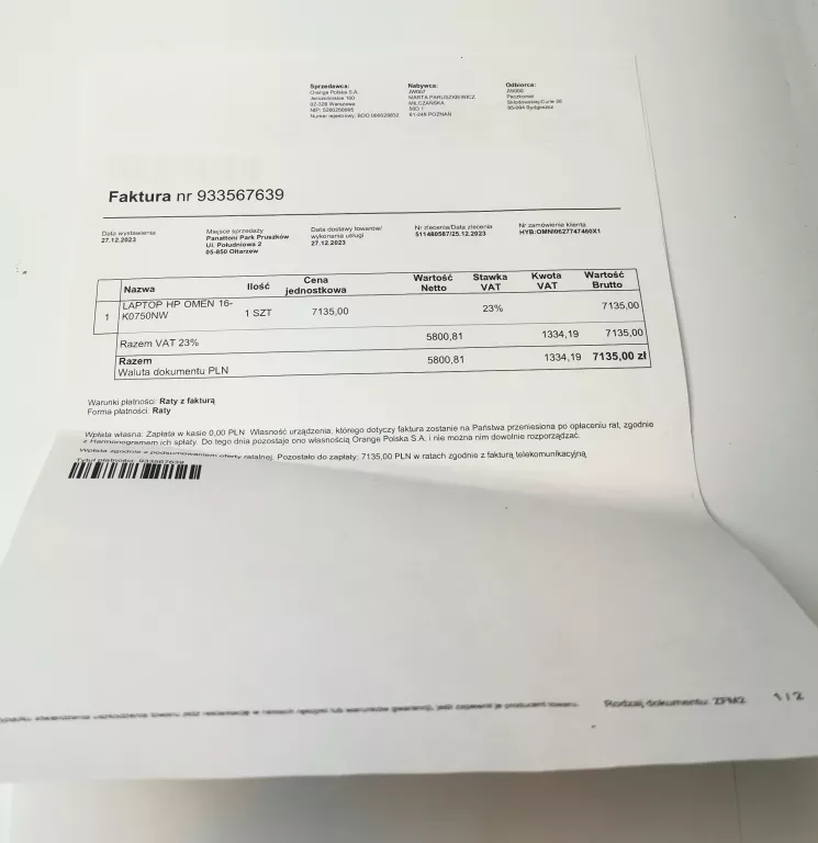 LAPTOP HP OMEN GAMING LAPTOP 16-K0750NW