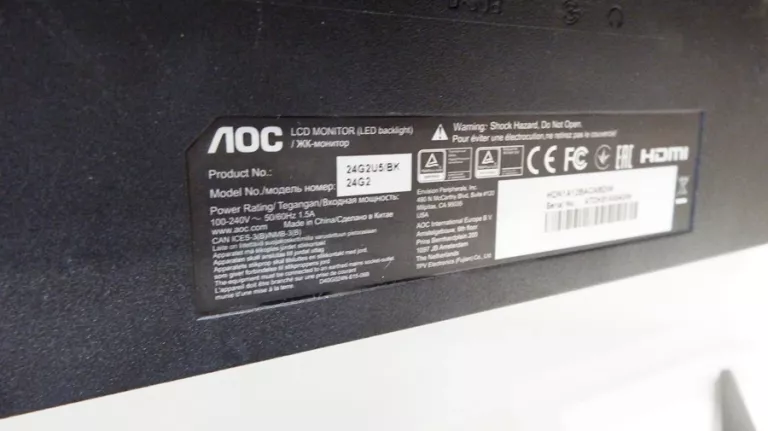 MONITOR AOC 24'' 24G2U5/BK