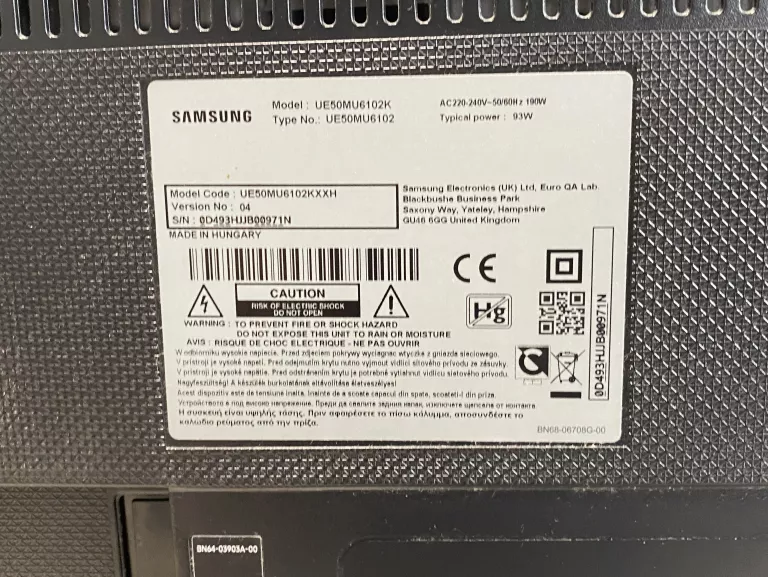 TELEWIZOR SAMSUNG UE50MU6102 LED 50" SMART TV