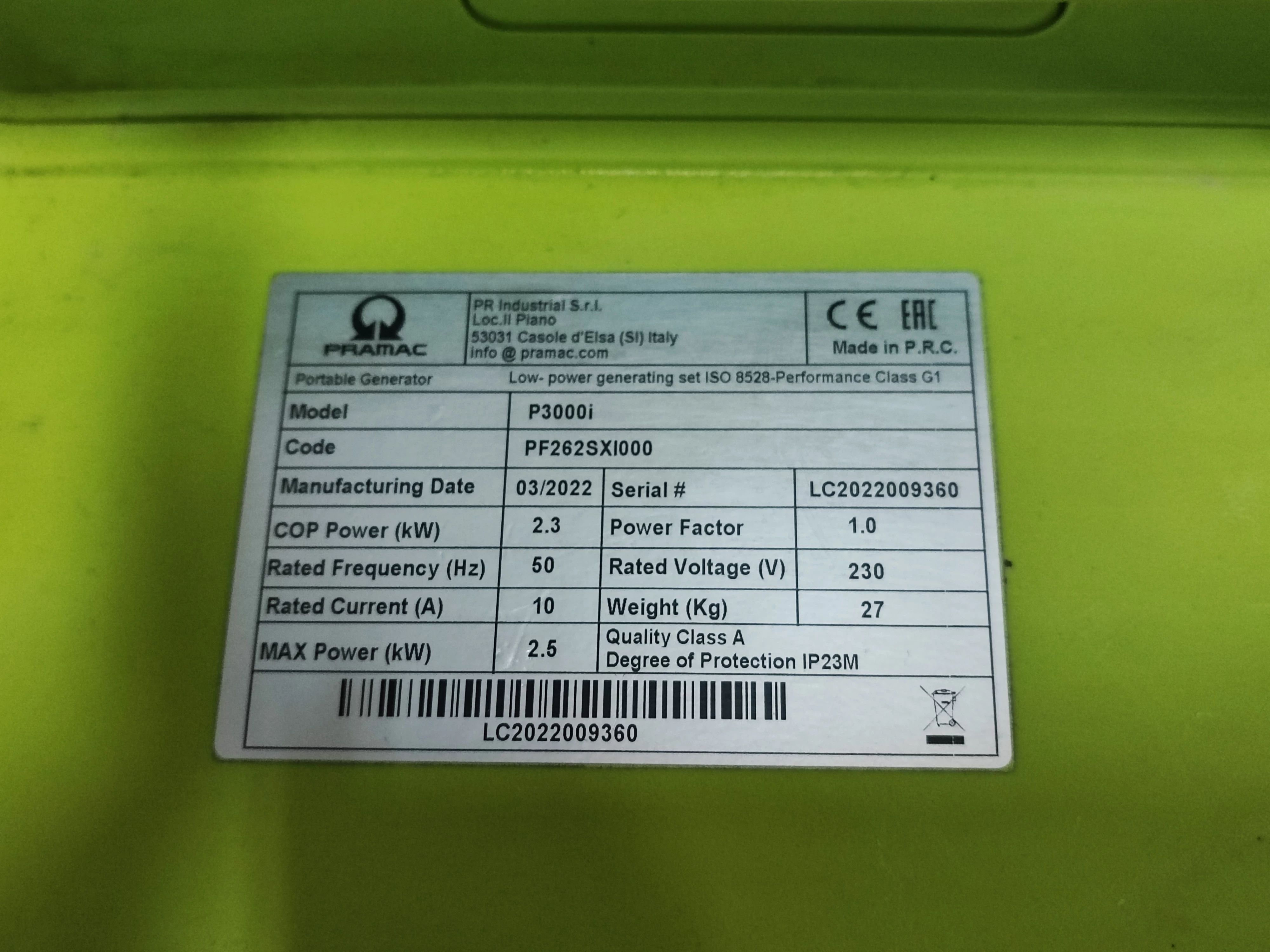 agregat-pradotworczy-pramac-p3000i-model-p3000i