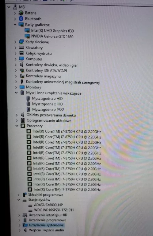 LAPTOP MSI GF75 THIN 85C I7/8/1256GB HDD+SSD ZESTAW