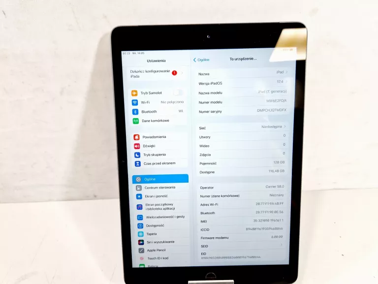 TABLET APPLE IPAD 7 GEN 128GB | MW6E2FD | A2198 | SZARY + ETUI