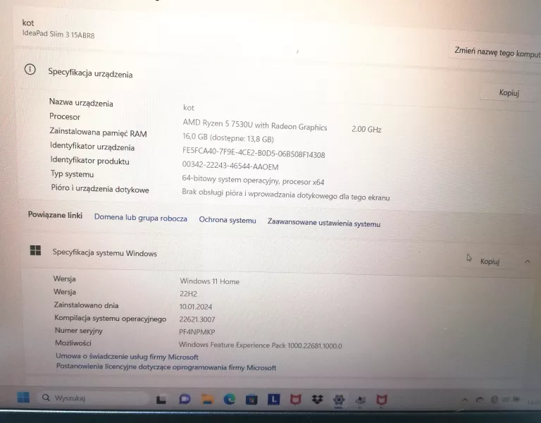 LAPTOP LENOVO IDEAPAD SLIM 3 15ABR8 15,6 " AMD RYZEN 5 16GB/512GB POLECAM