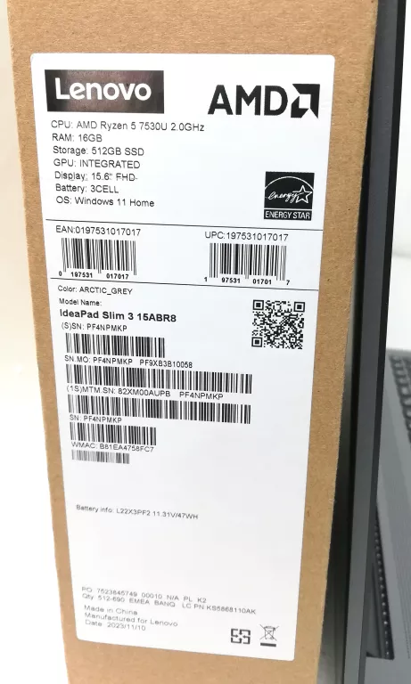 LAPTOP LENOVO IDEAPAD SLIM 3 15ABR8 15,6 " AMD RYZEN 5 16GB/512GB POLECAM