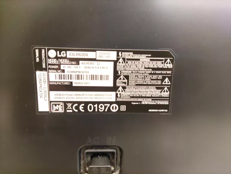 TV LG 43LH630V + PILOT