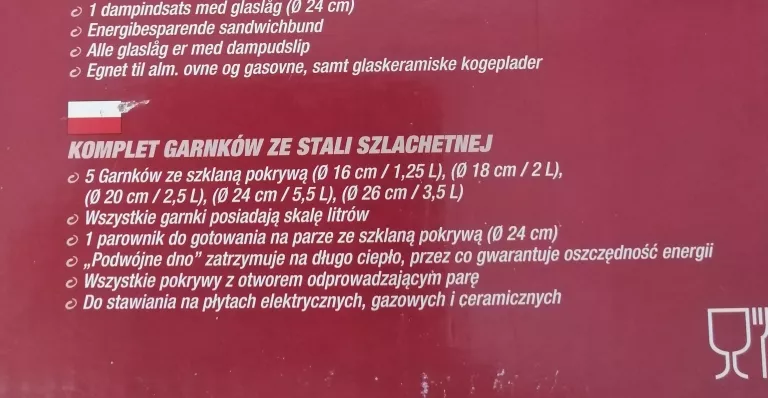 ZESTAW GARNKÓW ZE STALI SZLACHETNEJ LGA TESTED 664