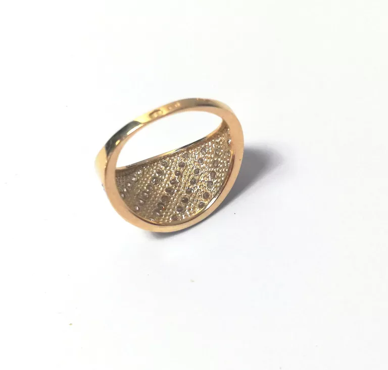 ZŁOTY PIERŚCIONEK SZEROKI RZĘDY CYRKONII 4,22GR 585 R16 J