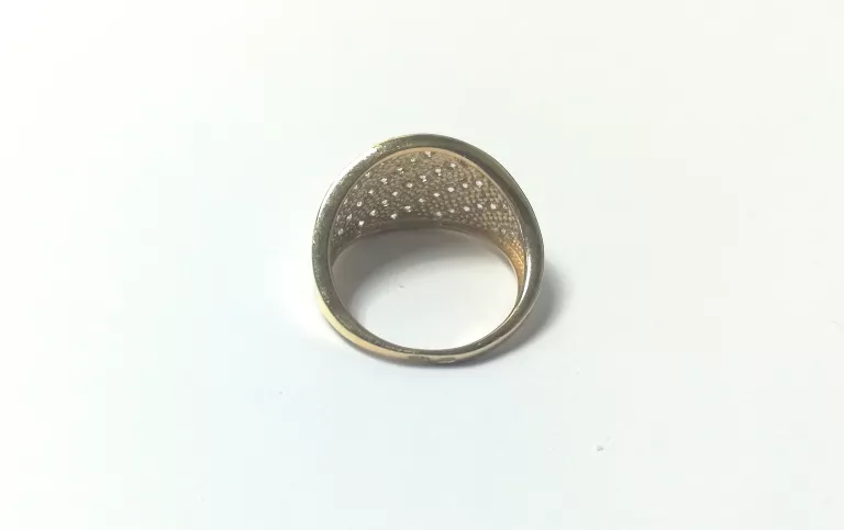 ZŁOTY PIERŚCIONEK SZEROKI RZĘDY CYRKONII 4,22GR 585 R16 J