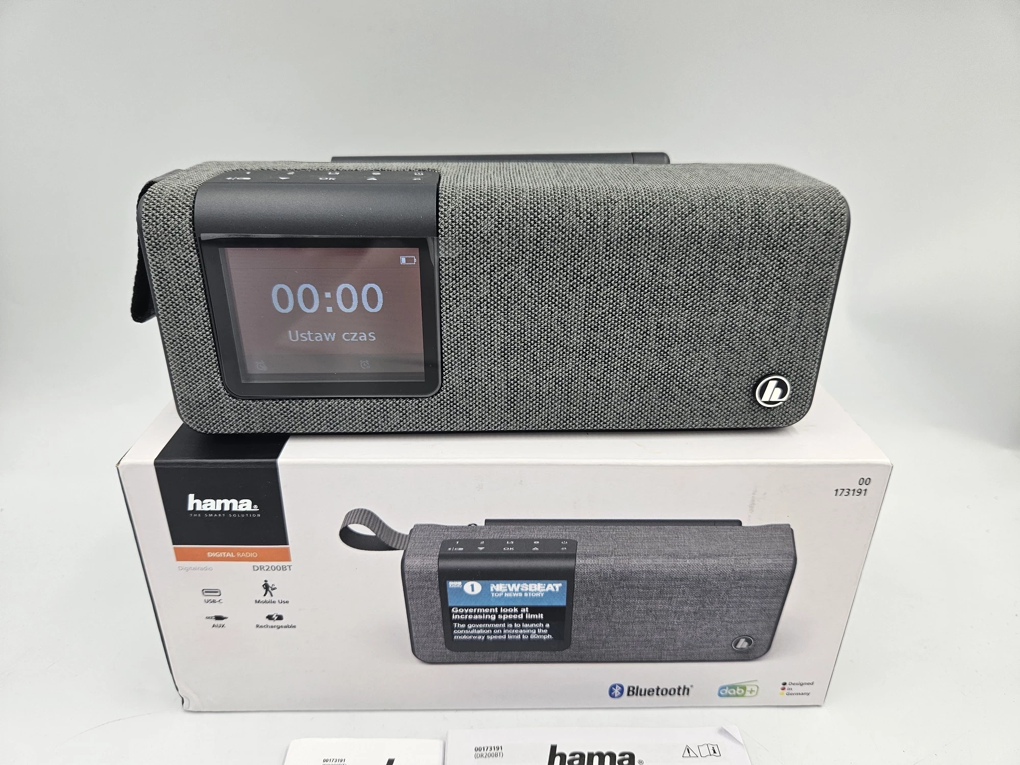 hama-dr200bt-radio-cyfrowe-przenosne-fmdabdabbluetooth-stan-uzywany