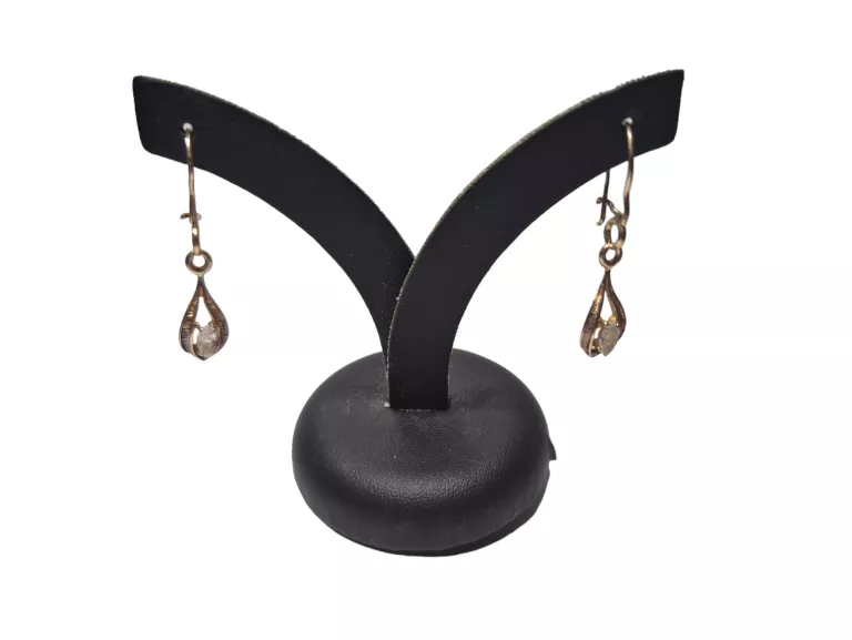 ZŁOTE KOLCZYKI ŁEZKI Z KRYSZTAŁEM GÓRSKIM 583 2,05G DŁ 3,5CM
