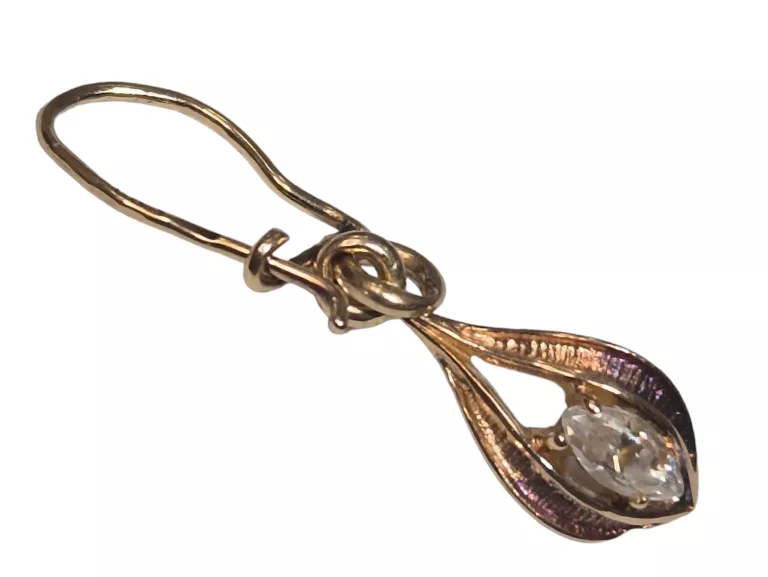 ZŁOTE KOLCZYKI ŁEZKI Z KRYSZTAŁEM GÓRSKIM 583 2,05G DŁ 3,5CM