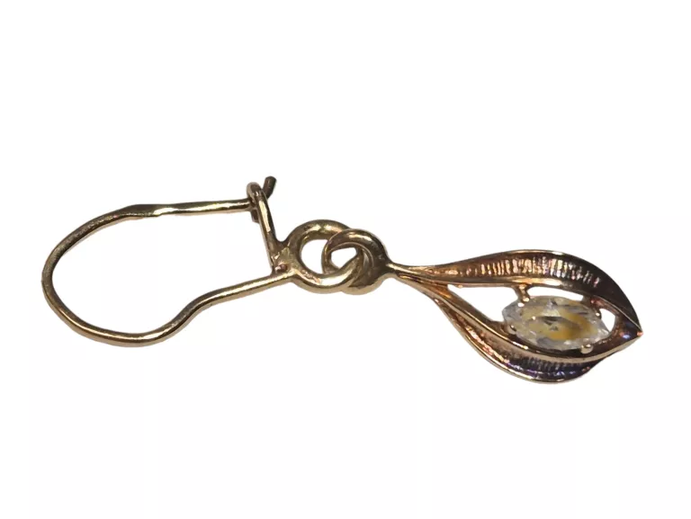 ZŁOTE KOLCZYKI ŁEZKI Z KRYSZTAŁEM GÓRSKIM 583 2,05G DŁ 3,5CM