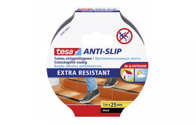 TAŚMA ANTYPOŚLIZGOWA NA SCHODY TESA 5M X 25MM, CZARNA