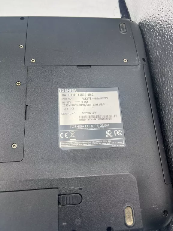 TOSHIBA SATELLITE L750-1MG I3-2330M 4GB RAM