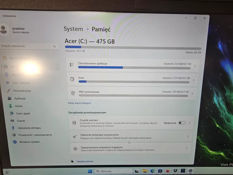 ACER PREDATOR TRITON 300 PT315-53-53CA 16 GB I5 RTX3050TI