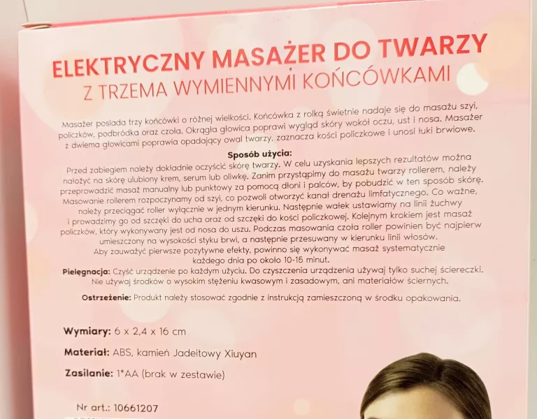 ELEKTRYCZNY MASAŻER DO TWARZY Z 3 WYMIENNYMI KOŃCÓWKAMI JADEIT