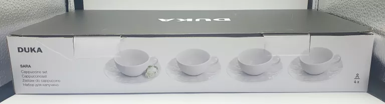 ZESTAW 4X FILIŻANKA SPODEK DUKA 200ML PORCELANA
