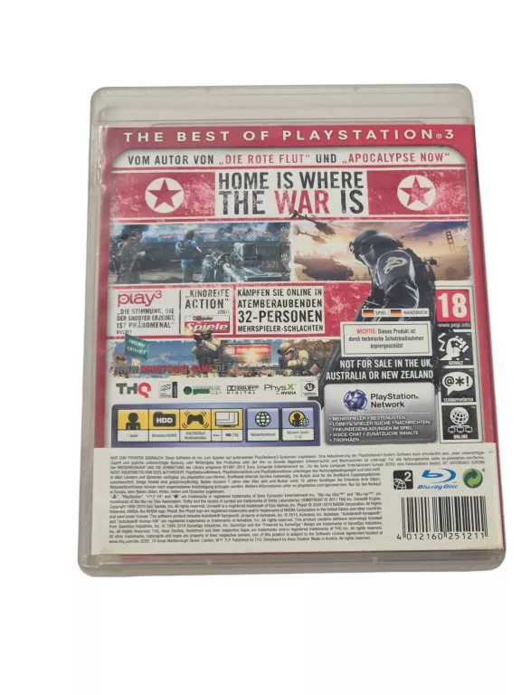 PS3 HOMEFRONT ULTIMATE EDITION NIEMIECKA VER STAN PŁYTY 10/10