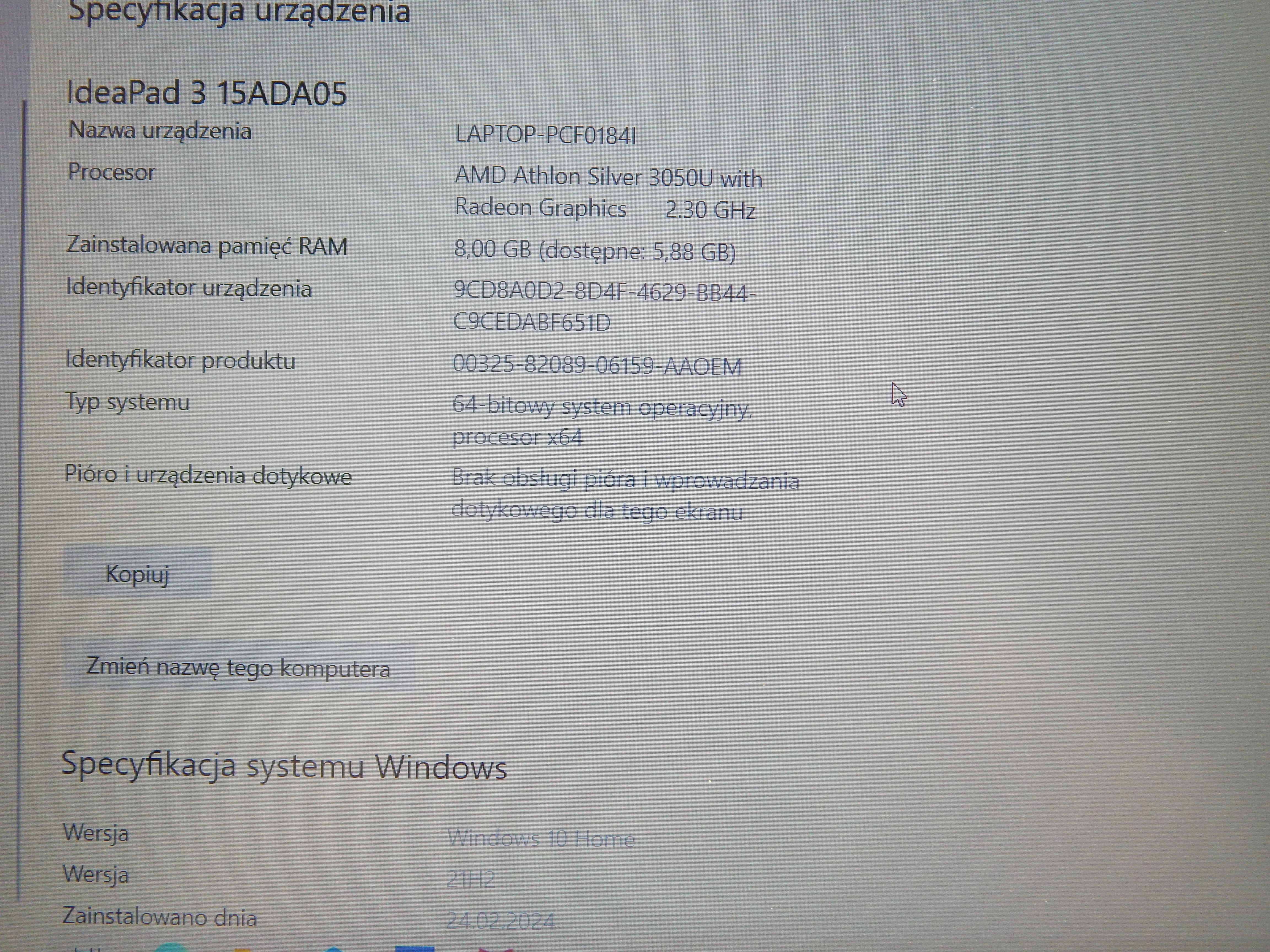 laptop-lenovo-ideapad-3-15ada05-stan-uzywany