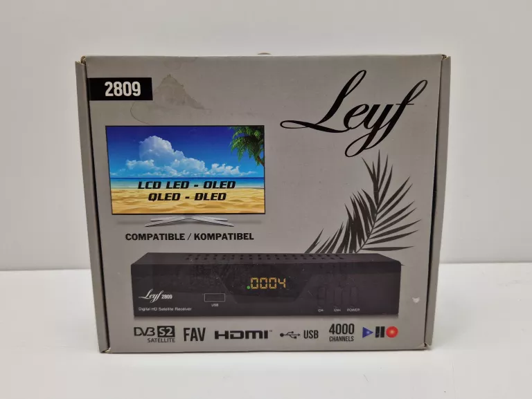 CYFROWY ODBIORNIK SATELITARNY TUNER DVB-T2 LEYF 2809+ PILOT CZARNY