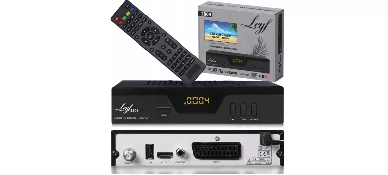 CYFROWY ODBIORNIK SATELITARNY TUNER DVB-T2 LEYF 2809+ PILOT CZARNY