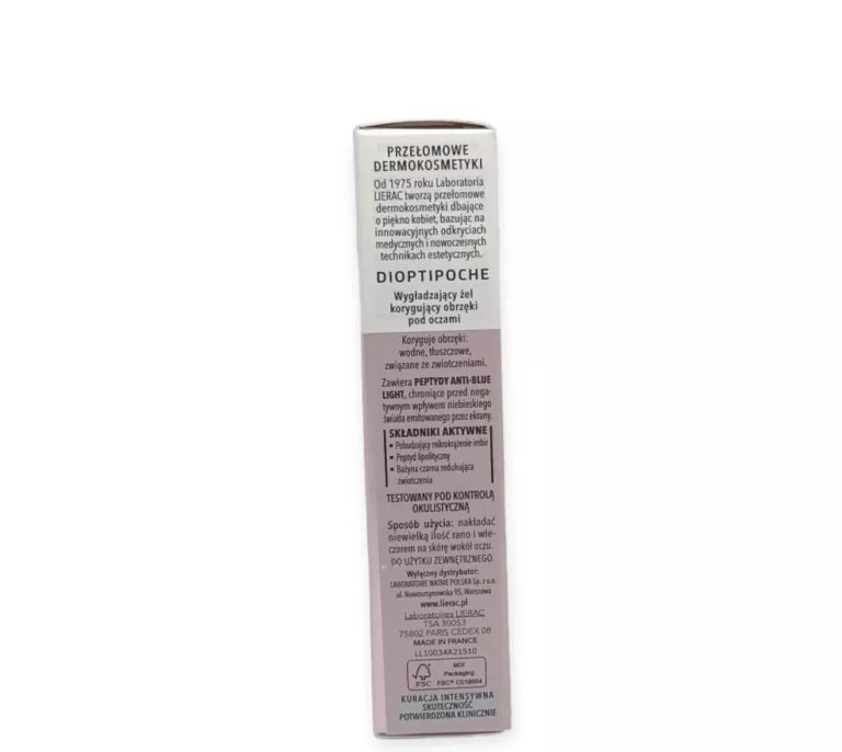 LIERAC DIOPTIPOCHE ŻEL POD OCZAMI KORYGUJĄCY OBRZĘKI WYGŁADZAJĄCY 15ML