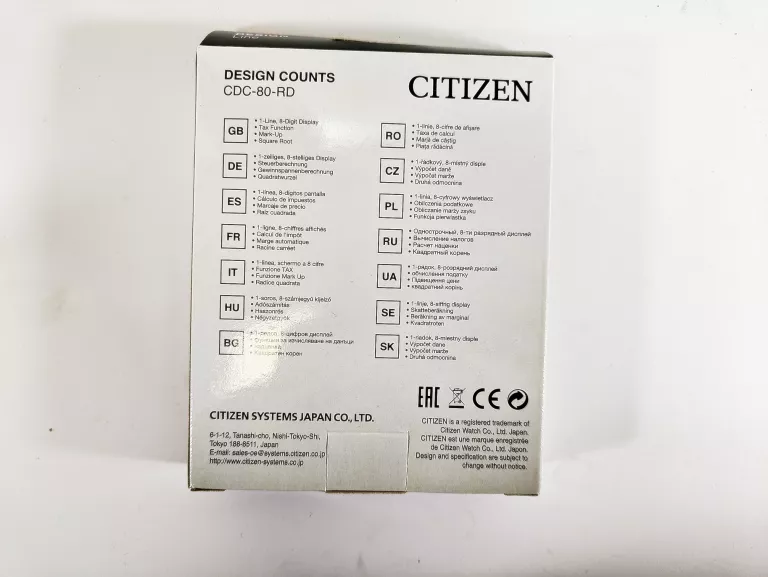 KALKULATOR BIUROWY CITIZEN SYSTEMS CDC-80RDWB CZERWONY