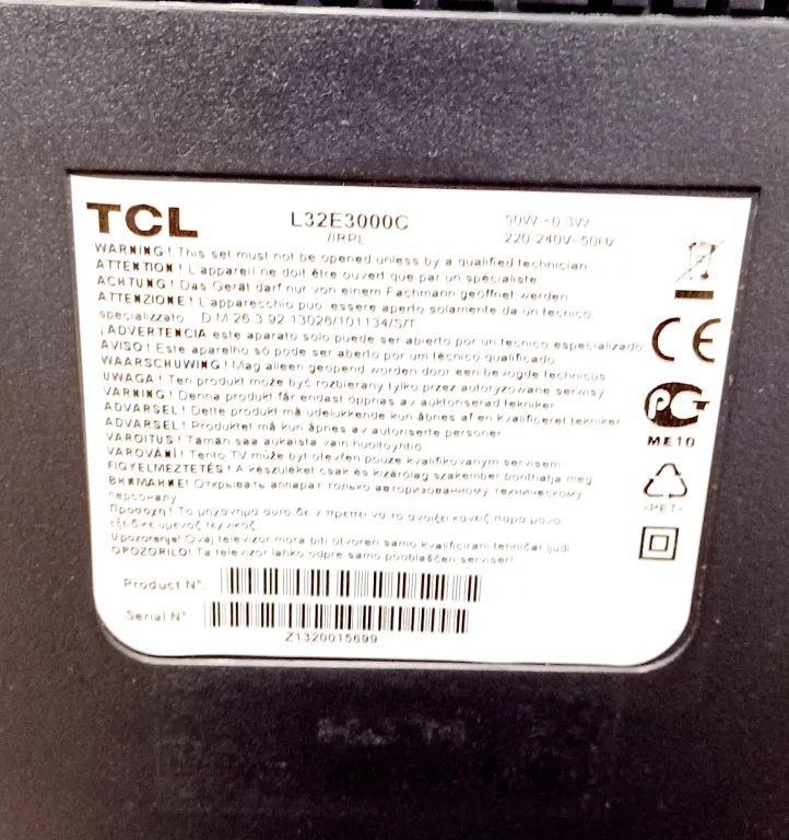 TELEWIZOR LED 32" TCL L32E3003 HD READY