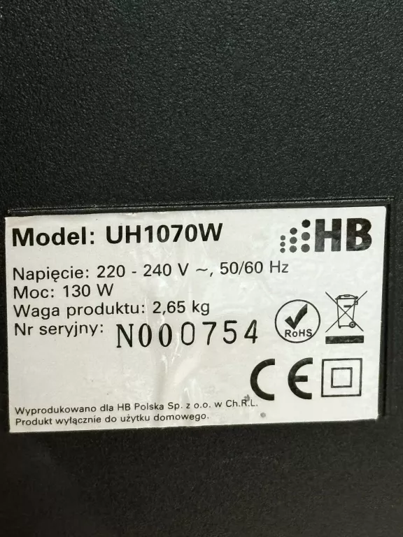 HB UH1070W NAWILŻACZ POWIETRZA ULTRADŹWIĘKOWY