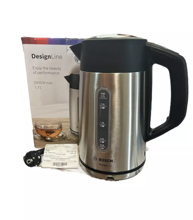 CZAJNIK BOSCH DESIGNLINE TWK5P480 2400 W KOMPLET, PAR, GW