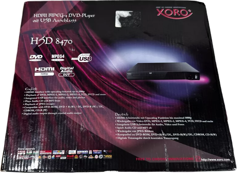 XORO HSD 8470 HDMI MPEG4 ODTWARZACZ DVD CZARNY