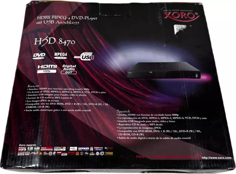XORO HSD 8470 HDMI MPEG4 ODTWARZACZ DVD CZARNY