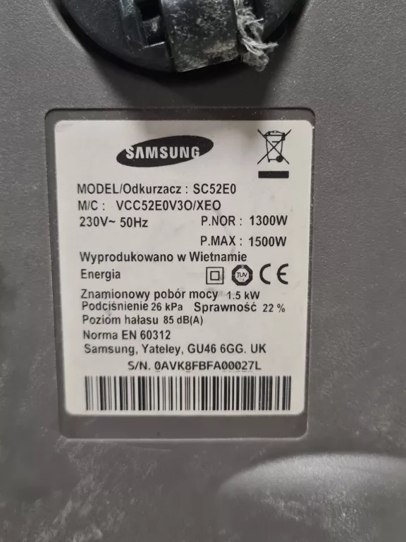 ODKURZACZ SAMSUNG EASY SC52E0 1500W + WORKI