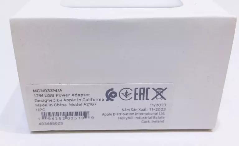 ORYGINALNY ZASILACZ APPLE USB 12W POWER ADAPTER MGN03ZM A A2167