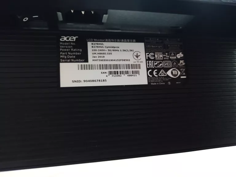 MONITOR BIUROWY 27 CALI ACER B276HUL WQHD IPS HDMI