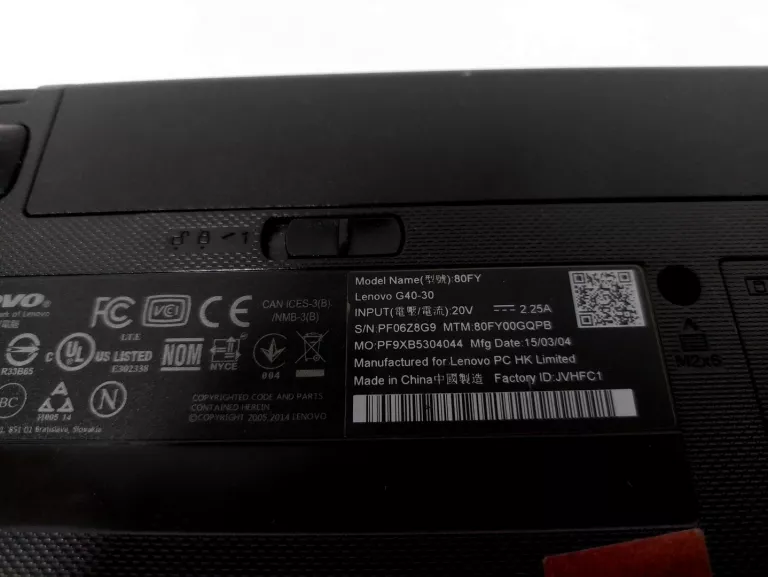 LAPTOP LENOVO G40-30 (80FY00GQPB) N3540 8GB SSD 256GB