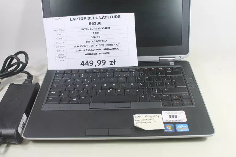 LAPTOP DELL LATITUDE E6330 + ZASILACZ -USZKODZONA BATERIA