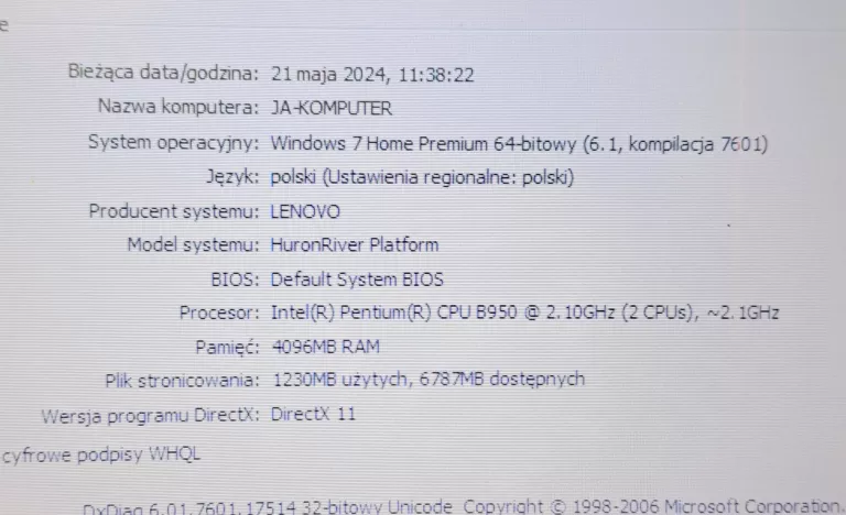 LAPTOP LENOVO B570E 320GB DYSK +ZASILACZ + MYSZ