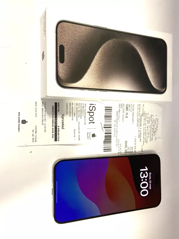 TELEFON IPHONE 15 PRO MAX PUDEŁKO FAKTURA NATURAL TITANUM 256GB