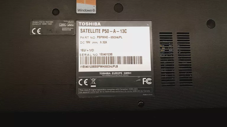 LAPTOP TOSHIBA SATELLITE P50-A-13C I7-4700MQ 2,40GHZ 15GB/512GB GT740M W10