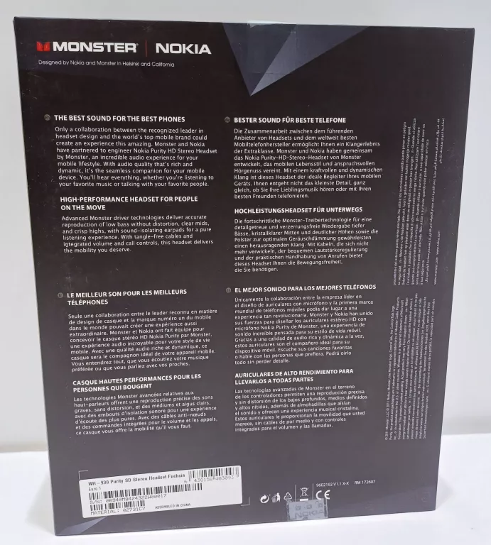 SŁUCHAWKI NOKIA MONSTER PURITY WH-930 RÓŻOWE