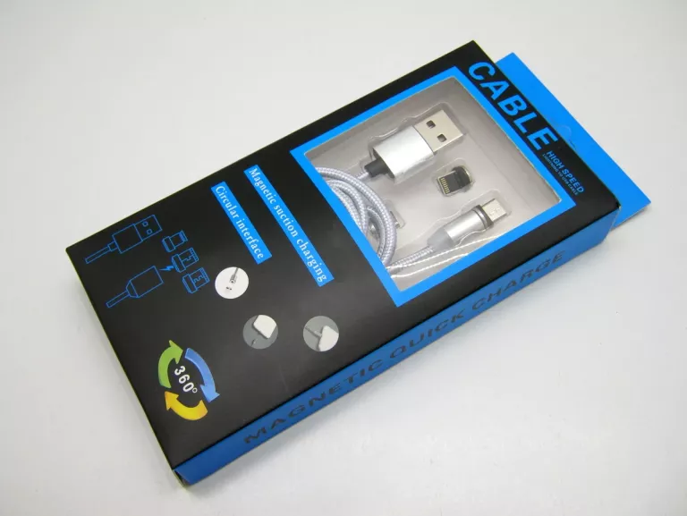 KABEL MAGNETYCZNY USB C/MICRO/APPLE WYMIENNE KOŃCÓWKI